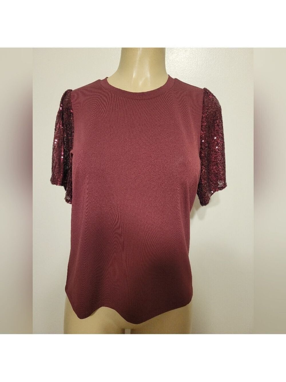 Micheal Kors Collection Red Small Sequin Top Small Christmas Holidays